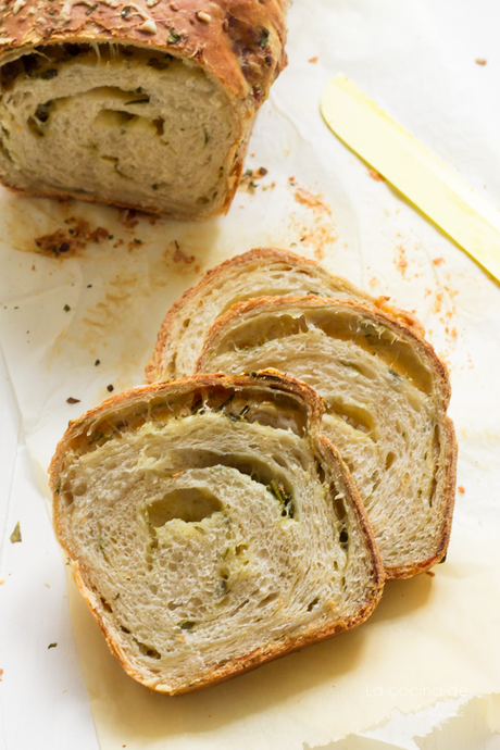 Garlic, herbs and cheese bread #BreadBakers