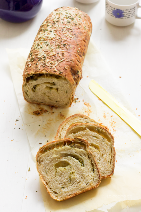 Garlic, herbs and cheese bread #BreadBakers