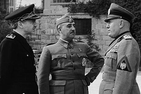 Serrano Suñer, Franco y Mussolini en Bordighera febrero 1941