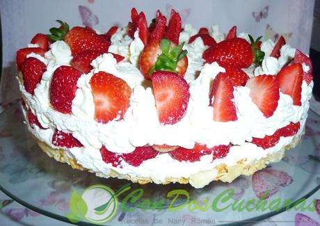 Tarta crujiente de fresas