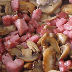 beicon y champiñones