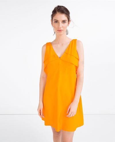 vestido naranja volantes