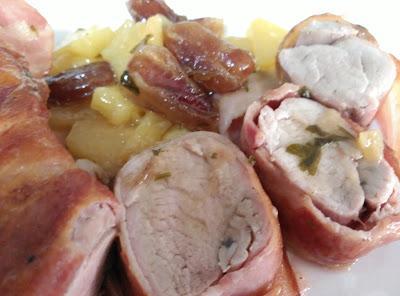 Solomillo con piña y beicon