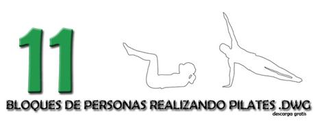 11 bloques para descargar .dwg. Silueta de personas realizando Pilates