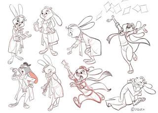 Galería de hojas de  diseño de personajes de Zootopia.