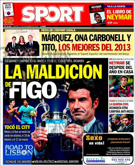 El diario Sport, si toca el City al Barcelona y si le toca al R.Madrid