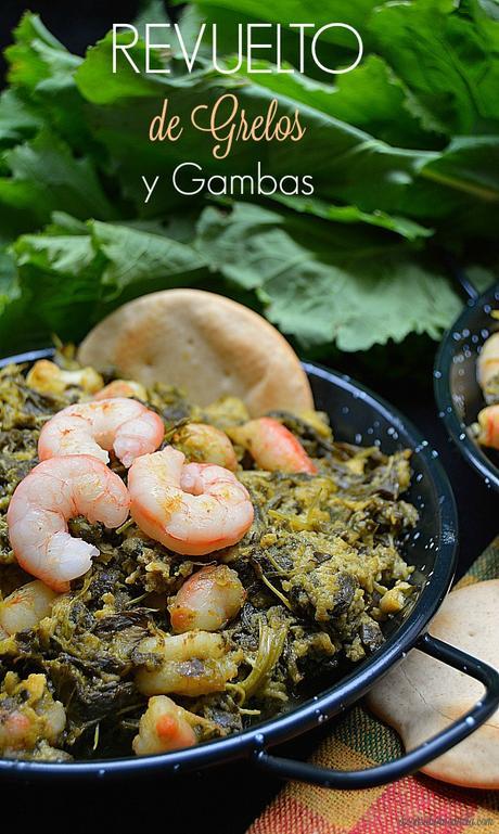 Revuelto de grelos y gambas
