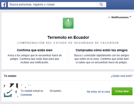 Facebook activó un sistema de alerta después del sismo en Ecuador