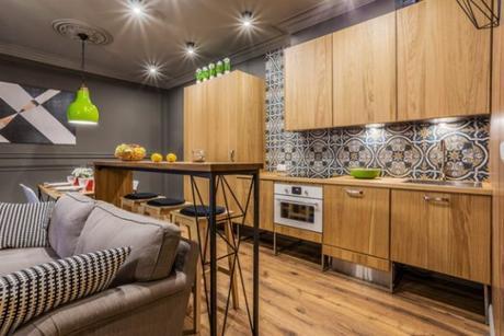 Clásico con toques citricos Cocina roble