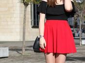 Outfit chic sexy negro rojo