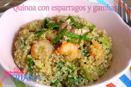 Quinoa con esparragos y gambas