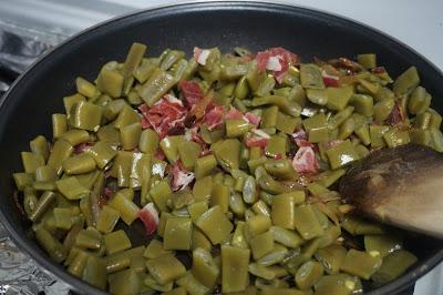 Judías verdes con cebolla y jamón