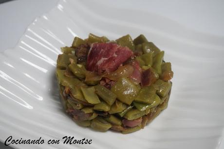 Judías verdes con cebolla y jamón