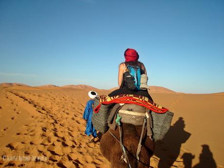 Paseo en camello en el desierto de Marruecos