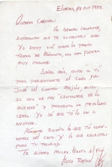 Mensaje escrito por Hugo Chávez