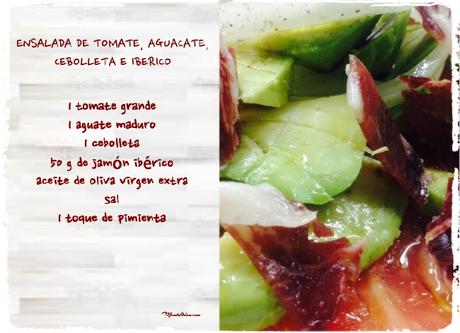 Ensalada de tomate, aguacate, cebolletas e ibérico Etiqueta_Fotor