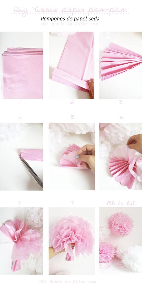 diy tissue paper pom pom deco party