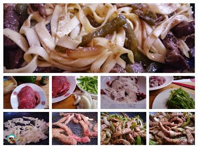 Tagliatelle con ternera y soja