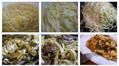 Tagliatelle con ternera y soja