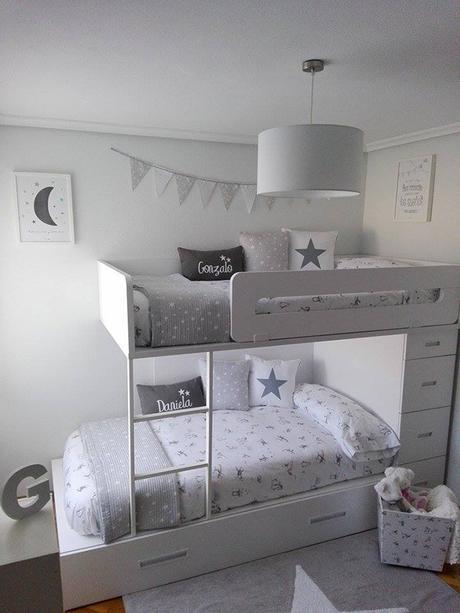 La habitación de los mellizos de Lorena en BLANCO Y GRIS!