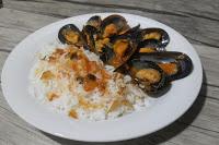 Mejillones y arroz Basmati con sabor de la India
