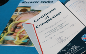 Discover scuba book, Certificate o Completion, Scuba Dogs. Puerto Rico