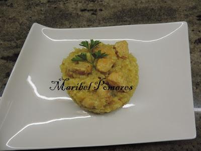 Risotto de salmón en olla programable.