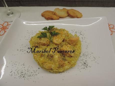 Risotto de salmón en olla programable.