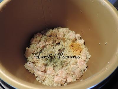 Risotto de salmón en olla programable.