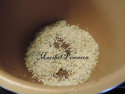 Risotto de salmón en olla programable.