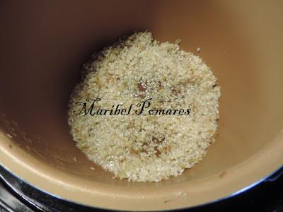 Risotto de salmón en olla programable.