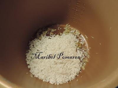 Risotto de salmón en olla programable.