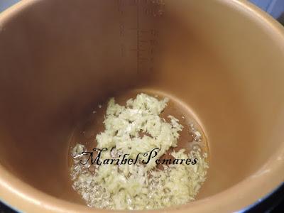 Risotto de salmón en olla programable.