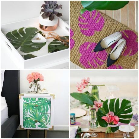 4 ideas deco y diy con hojas de monstera