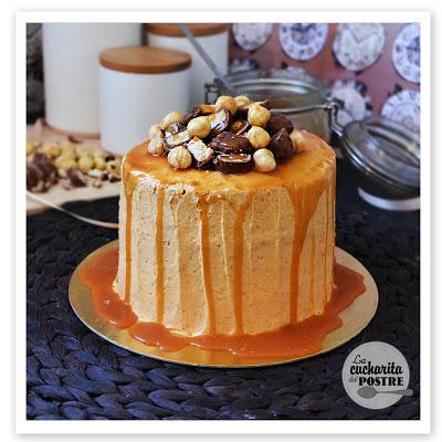 TARTA DE PRALINÉ Y CARAMELO SALADO / SALTED CARAMEL AND PRALINE LAYER CAKE