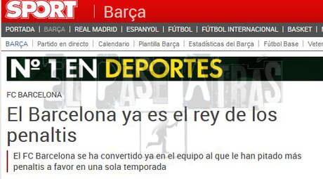 Diario Sport, si pitan más penaltis a favor al Barcelona y si se los pitan al Madrid