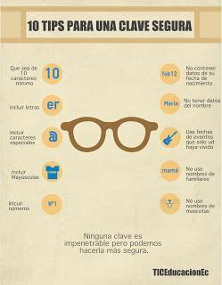 10 Consejos para tener una clave impenetrable http://espiraledublogs.org/comunidad/Edublogs/recurso/las-tic-y-su-utilizacion-en-la-educacion/ebb6ece8-fee8-18dd-4e44-ec13a3b7aec2