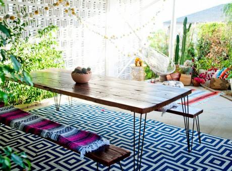 Before & after parking transformado en terraza boho