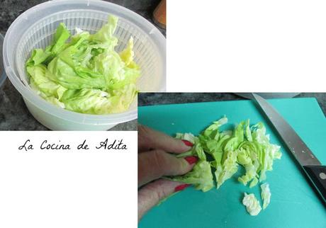 Ensalada con  lacón y langostinos