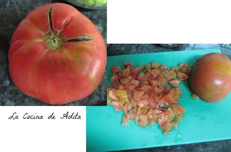Ensalada con  lacón y langostinos
