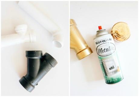 Centro de flores con tubos de fontanería