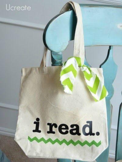 I Read Library Tote Tutorial with library card pocket!: 