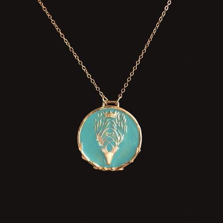 Blue enamel Throne of Glass necklace- Amulet of Orynth Available in Small or Large lengths.: 