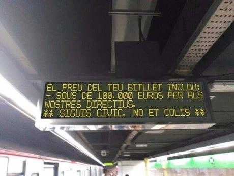 Mensaje en el metro de Barcelona