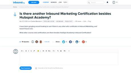 Pregunta Certificaciones en inbound marketing