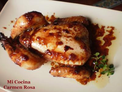 PICANTON AL HORNO MARINADO CON SALSA DE SOJA, MIEL Y JENGIBRE