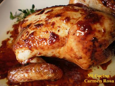 PICANTON AL HORNO MARINADO CON SALSA DE SOJA, MIEL Y JENGIBRE