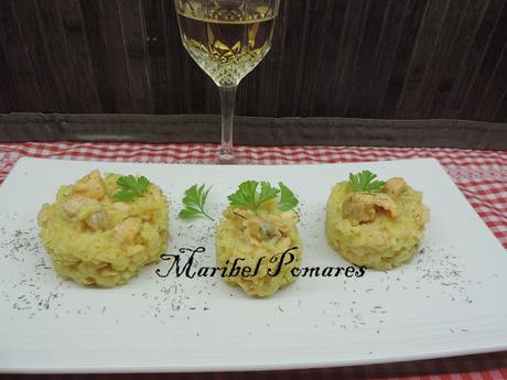 Risotto de salmón en thermomix.