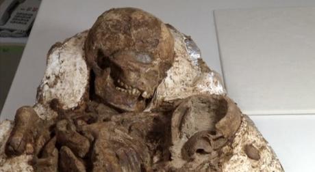 Desentierran fósil de 4.800 años de antigüedad de una madre con un niño en sus brazos