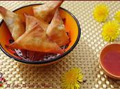 Triangulos pollo, verduras queso